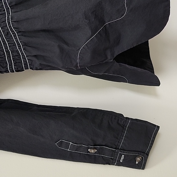 GANNI Women's Shirred organic cotton-poplin Black Blouse Size Small - Picture 17 of 17